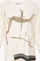 Contast Hem panel Placement Print Top - White/army