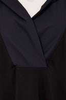 Contrast Zip Hooded Top - Black