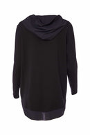 Contrast Zip Hooded Top - Black