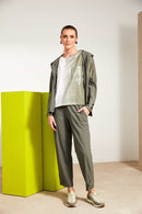 Naya Drawstring Waist Slim Leg Trouser - Army