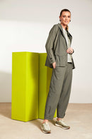 Naya Drawstring Waist Slim Leg Trouser - Army