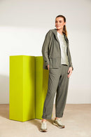 Naya Drawstring Waist Slim Leg Trouser - Army