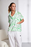 Circular Squiggle Print Blouse - White/glas