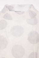 Crinkle Spot High Neck Top - White/silver