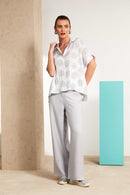 Pocket Detail Crinkle Spot Shirt - White/silver