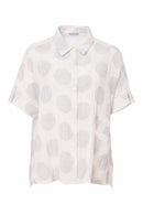 Pocket Detail Crinkle Spot Shirt - White/silver