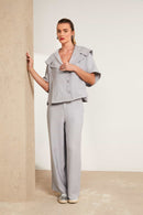 Wide Collar Shawl Effect Jacket - Silver