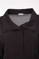 Wrap Over Detail Cotton Shirt - Black