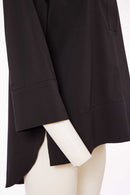 Wrap Over Detail Cotton Shirt - Black