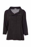 Wrap Over Detail Cotton Shirt - Black