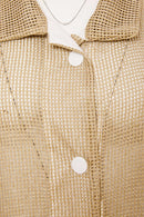 Contrast Trim Mesh Long Line Jacket - Fudge