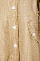 Contrast Trim Mesh Long Line Jacket - Fudge