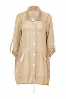 Contrast Trim Mesh Long Line Jacket - Fudge