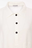 Side Pocket Contrast Button Shirt - Off White/black