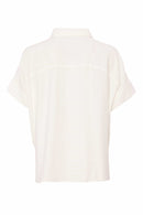 Side Pocket Contrast Button Shirt - Off White/black