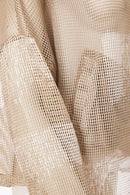 Funnel Neck Block Mesh Print Top - Fudge/cream