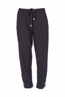Cuff Detail Drawstring Waist Trouser - Black
