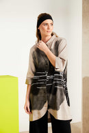 Spray Border Print Long Line Shirt - Taupe/black