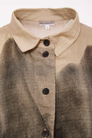 Spray Border Print Long Line Shirt - Taupe/black