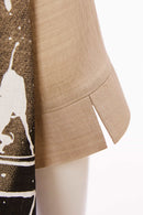 Spray Border Print Long Line Shirt - Taupe/black