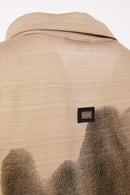 Spray Border Print Long Line Shirt - Taupe/black