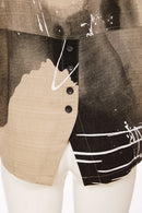 Print Round Neck Sleeveless Top - Taupe/black