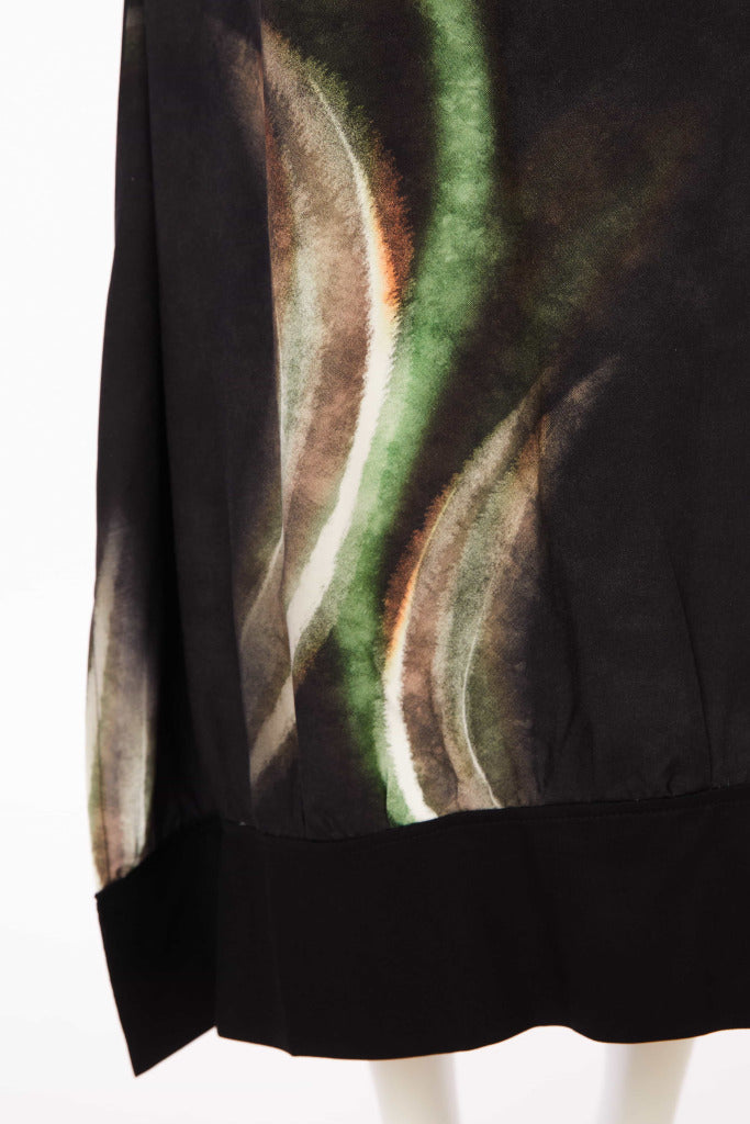 Brushed Stroke Print Dress - Black/glas