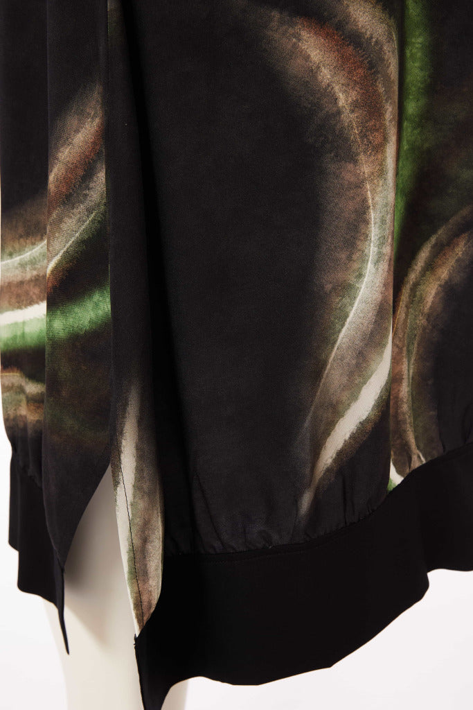 Brushed Stroke Print Dress - Black/glas