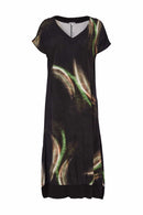 Brushed Stroke Print Dress - Black/glas