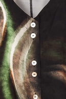 Curved Hem Brush Stroke Print Blouse - Black/glas