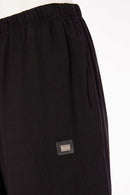 Curved Hem Detail Pull Up Trouser - Black