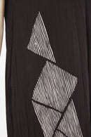 Cut Away Collar Crinkle Print Dress - Black/white