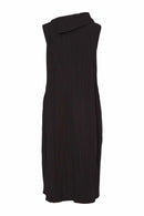 Cut Away Collar Crinkle Print Dress - Black/white