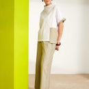 Pull Up Wide Leg Trouser - Biscuit