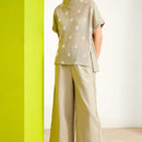 Pull Up Wide Leg Trouser - Biscuit