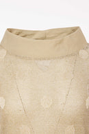 Contrast Panels High Neck Spot Top - Biscuit