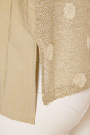 Contrast Panels High Neck Spot Top - Biscuit