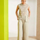 Pull Up Wide Leg Trouser - Biscuit