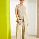 Pull Up Wide Leg Trouser - Biscuit