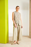 Lurex Spot Knit Panel Hooded Top - Biscuit