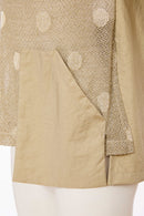 Lurex Spot Knit Panel Hooded Top - Biscuit