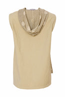 Lurex Spot Knit Panel Hooded Top - Biscuit