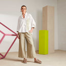 Pull Up Wide Leg Trouser - Biscuit