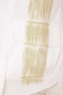 Brush Stroke Placement Print Shirt - White/biscuit
