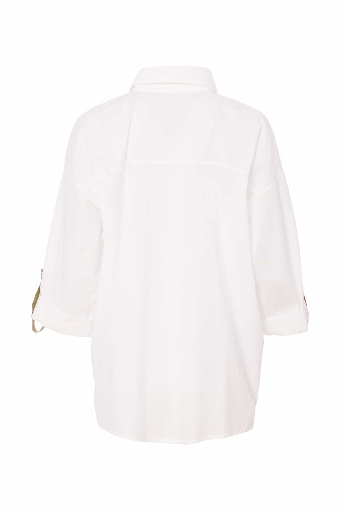 Brush Stroke Placement Print Shirt - White/biscuit