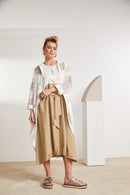 Contrast Color Skirt Dress - Cream/fudge