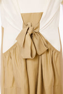Contrast Color Skirt Dress - Cream/fudge