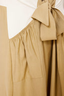 Contrast Color Skirt Dress - Cream/fudge