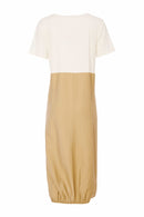 Contrast Color Skirt Dress - Cream/fudge