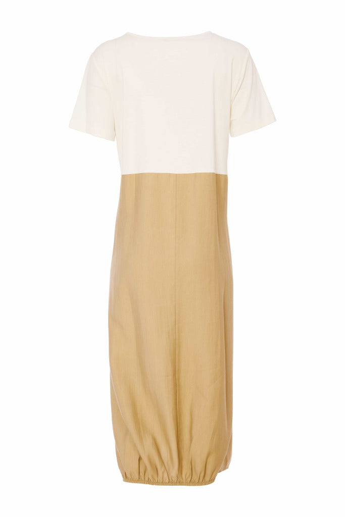 Contrast Color Skirt Dress - Cream/fudge